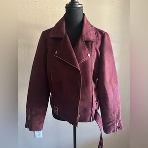 Elegant Maroon Microsuede Jacket for Women
